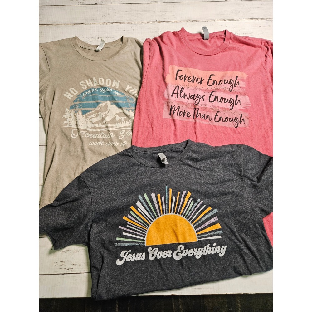 Bundle‎ of 3 Christian Graphic Tees Womens S/M Faith Inspirational Shirts